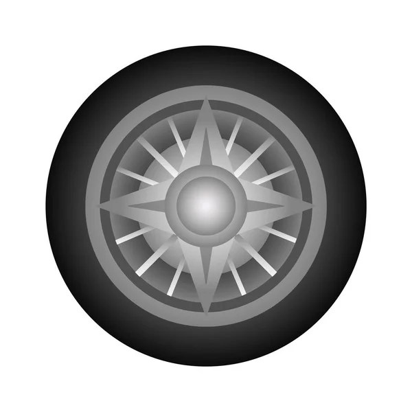 Set Car Wheels Automotive Tires Wheel Disk Icon Isolated White — Stock Vector