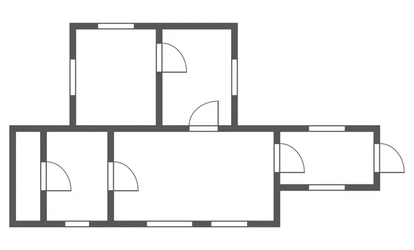 Αρχιτεκτονικό Σχέδιο Διαμερίσματος Μαύρο Και Άσπρο Απομονωμένη Συγκυριαρχία Σπίτι Κάτοψη — Διανυσματικό Αρχείο