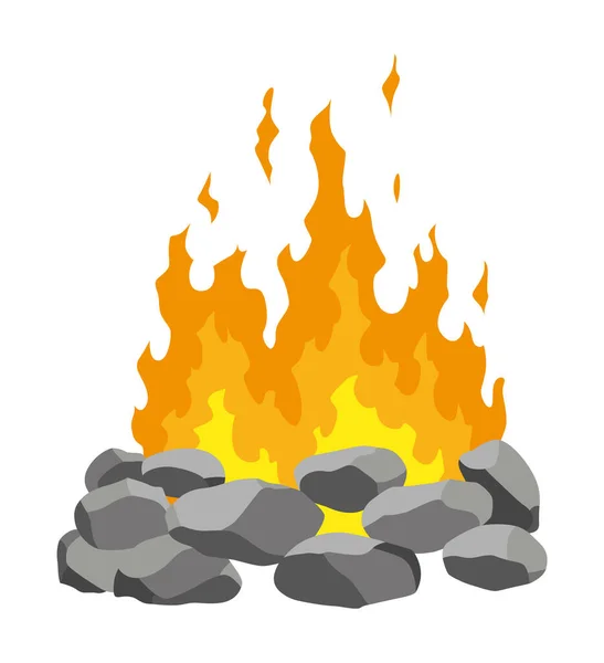 Fireplace Campfire Type Burning Wood Travel Adventure Symbol Vector Bonfire — Image vectorielle