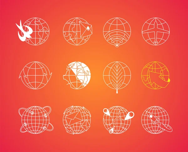 Earth Globe Icon Stroke Line Icons Set Simple Symbols App — Wektor stockowy