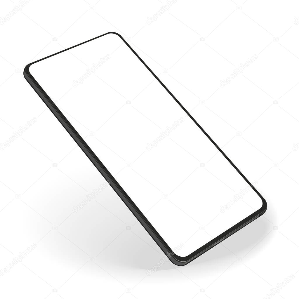 Smartphone mockup with blank screen. Cellphone frame. Realistic phone template for infographics or presentation.