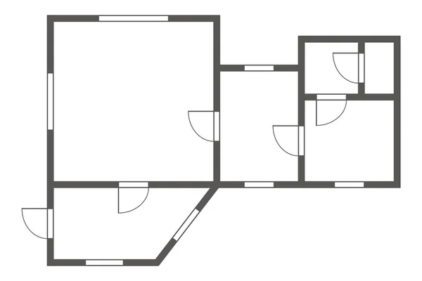 Appartement Plan Architectural Copropriété Maison Isolée Noir Blanc Plan Étage — Image vectorielle