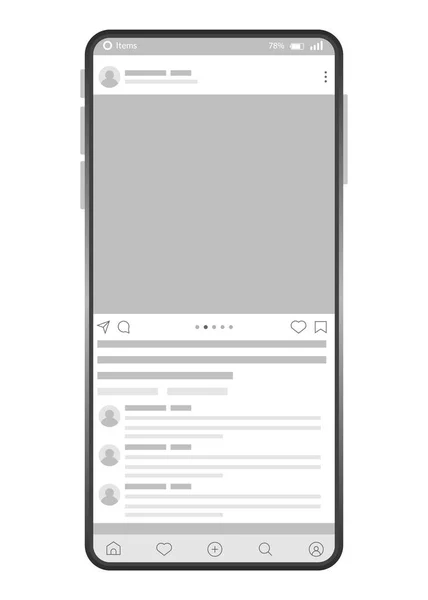 Smartphone Interface Post Mock Carousel Interface Post Social Network Social — 스톡 벡터