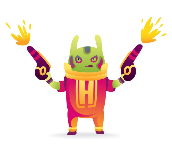 Extraterrestre Dos Desenhos Animados Personagem Brinquedos Robô Android Isolado Fundo — Vetor de Stock