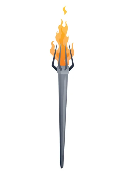 Średniowieczna Pochodnia Płonącym Ogniem Starożytna Realistyczna Metalowa Pochodnia Płomieniem Ilustracja — Wektor stockowy