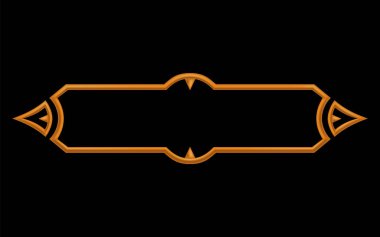Frame medieval game ui. Metallic title banner or decorative border. Vector assets for web or game design. Empty rectangle frame in medieval style. Interface element.