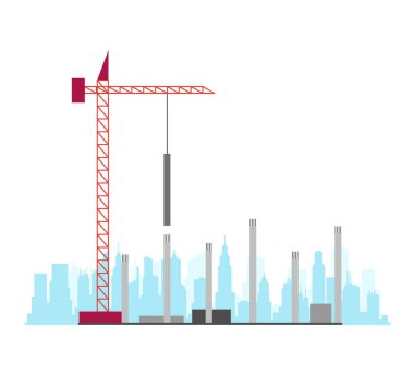 Construction site stage. Multi story house construction. Building process. Build techniques and machines. Housing development. Unfinished.