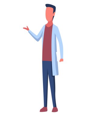 Osteopati omurga ağrısı tedavisi. Doktor erkek düz vektör çizimi. Hastalık teşhisi. Kemik Sağlığı.