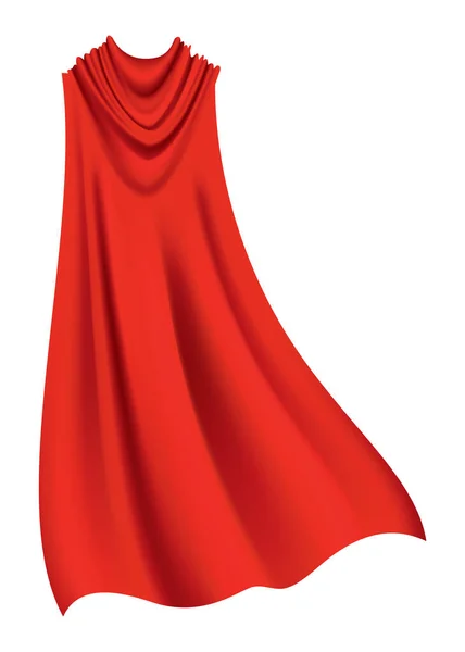 Supereroe Mantello Rosso Vista Posteriore Mantello Seta Scarlatto Mantello Costume — Vettoriale Stock