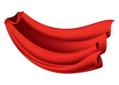 Süper kahraman kırmızı pelerin. Kırmızı kumaş ipek pelerin. Mantle kostümü ya da çizgi film vektör çizimi.