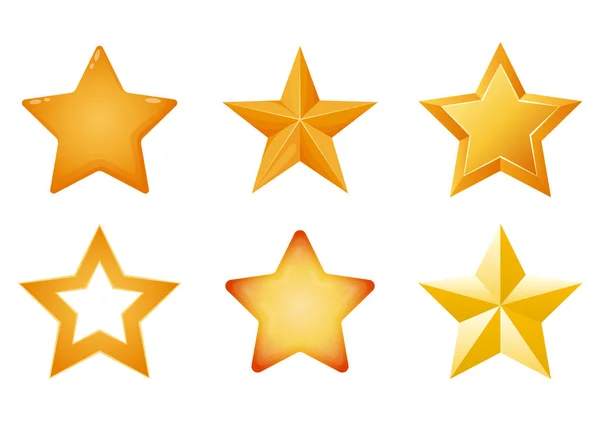 Rating Gold Star Shiny Yellow Metal Badge Medal Template Customer — Stock Vector