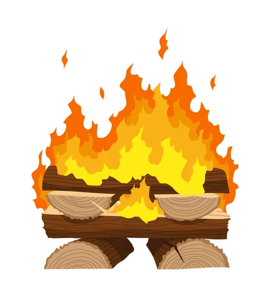 Fireplace Campfire Type Burning Wood Travel Adventure Symbol Vector Bonfire — Stock vektor