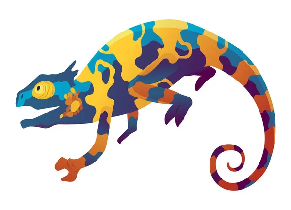 Хамелеонская Ящерица Рептилия Изогнутым Хвостом Камуфляжной Кожей Тропическая Дикая Природа — стоковый вектор
