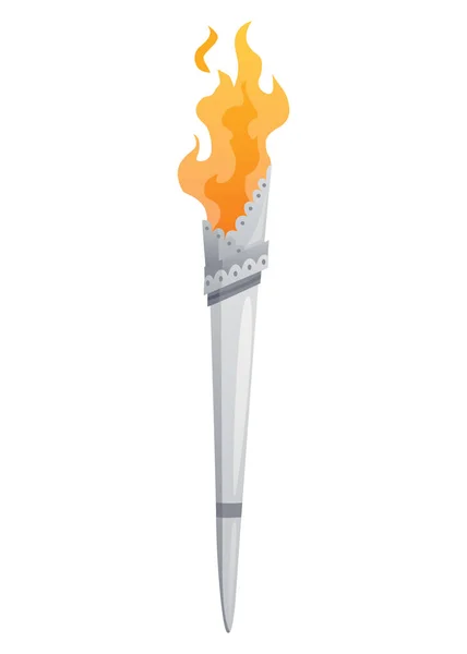 Середньовічний Смолоскип Палаючим Вогнем Древній Реалістичний Металевий Факел Полум Картонний — стоковий вектор