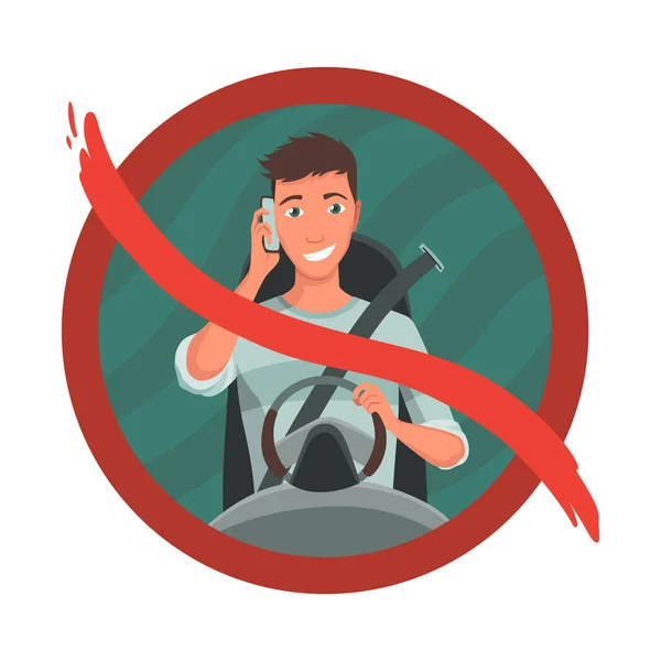 Telefone Enquanto Conduz Regras Condução Segurança Não Use Dispositivos Móveis —  Vetores de Stock