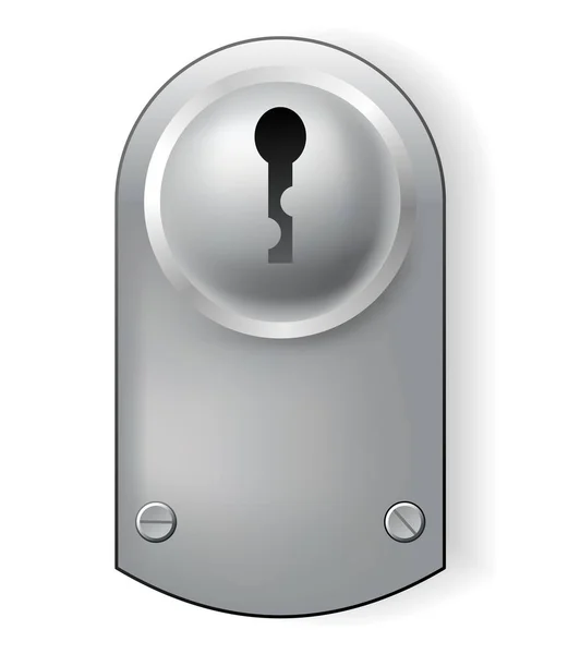 Metal Çelik Gibi Güvenli Bir Anahtar Deliği Kapı Kilitleri Için — Stok Vektör