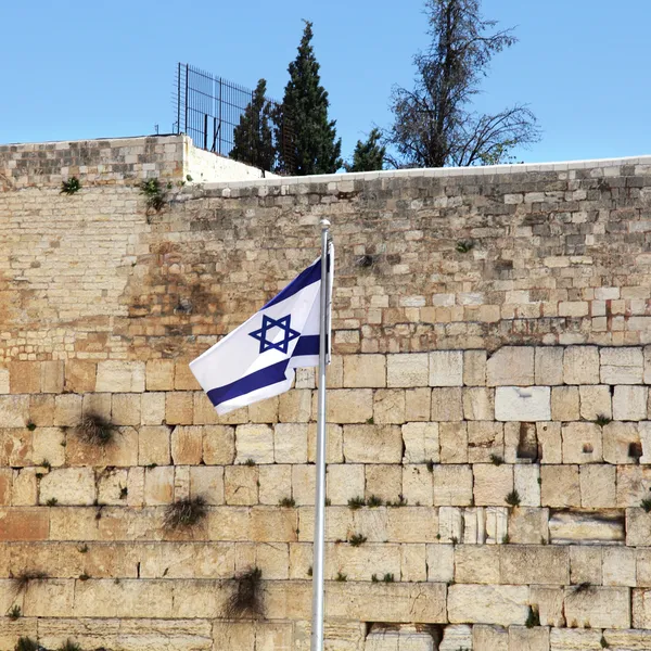 Drapeau israélien au mur occidental, Jérusalem — Photo