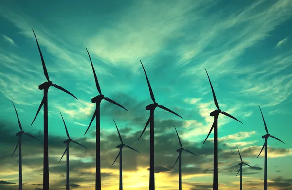Větrné turbíny, Eko energie — Stock fotografie