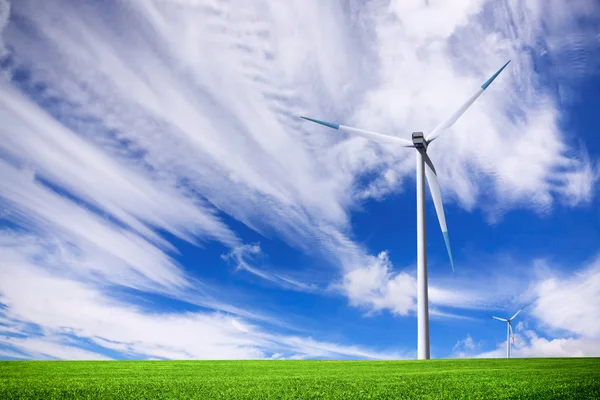 A zöld mező turbina — Stock Fotó