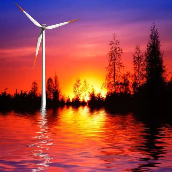Wind turbine at sunset — Stock Photo, Image