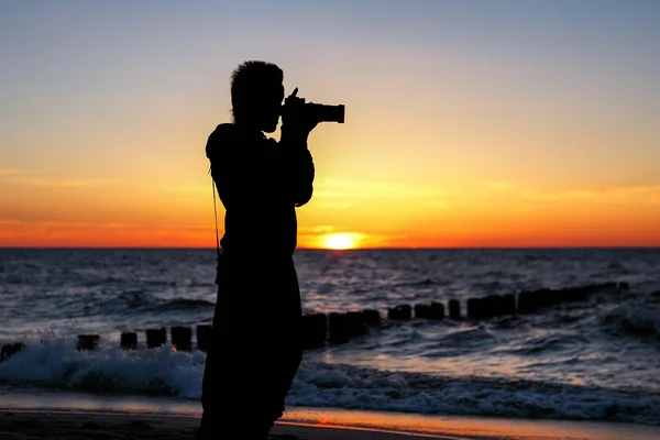 Zonsondergang fotograaf — Stockfoto