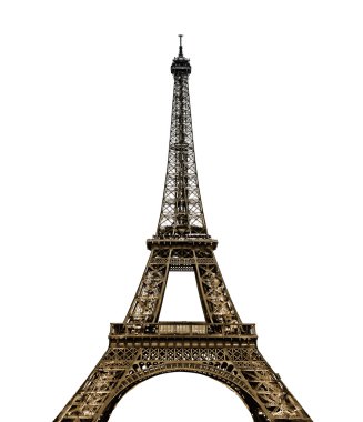Beyaz arka planda Paris 'teki Eyfel Kulesi
