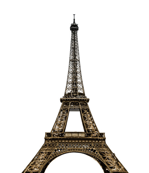 Eiffel Tower in Paris on white background