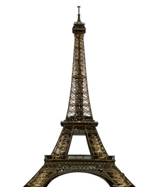 Beyaz arka planda Paris 'teki Eyfel Kulesi