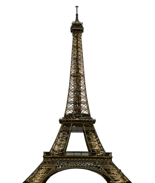 Eiffel Tower in Paris on white background