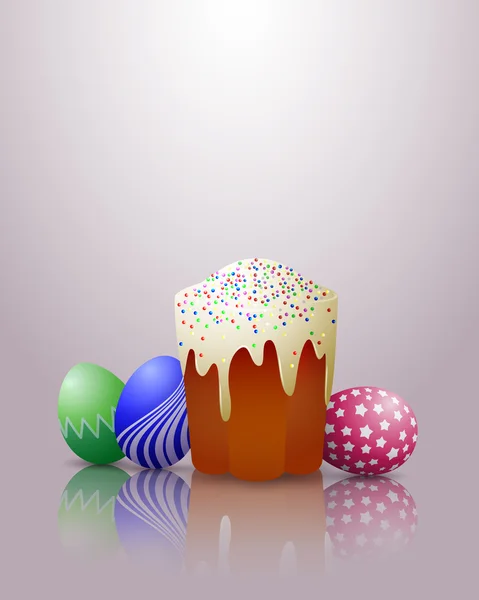 Gâteau de Pâques et oeufs . — Image vectorielle