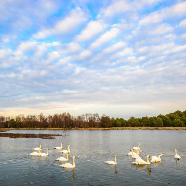 bulutlu gökyüzü mavi göl