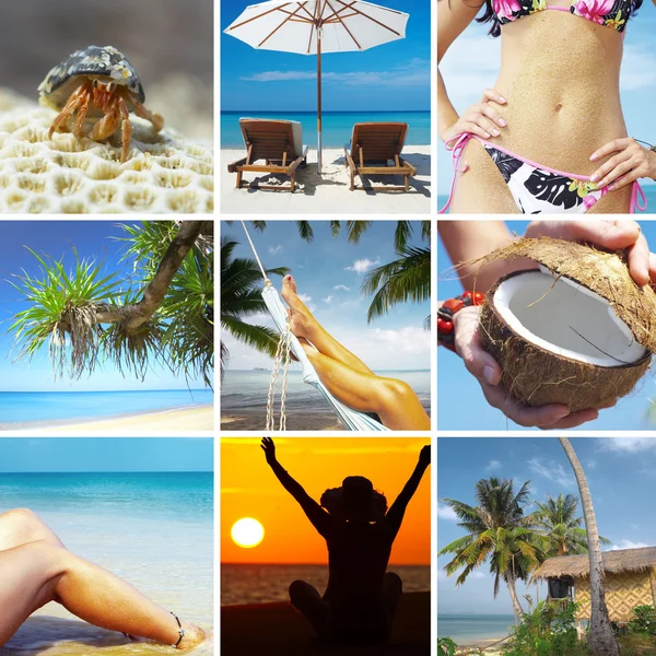 Hermoso estilo de vida tropical collage temático hecho de pocas fotografías — Foto de Stock