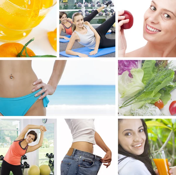 Healthy lifestyle theme collage composed of few photos Royalty Free Stock Photos