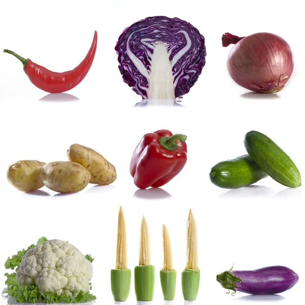 Vegetabiliska tema collage består av några bilder — Stockfoto