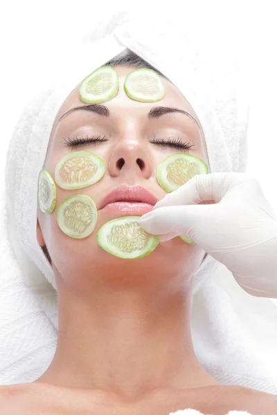 Portrait of young beautiful woman being treated — Stock Photo, Image