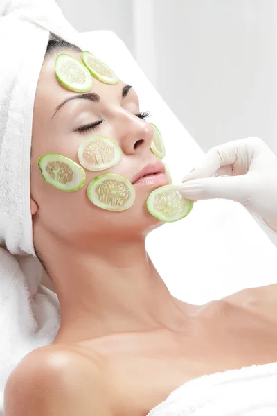 Portrait of young beautiful woman being treated — Stock Photo, Image