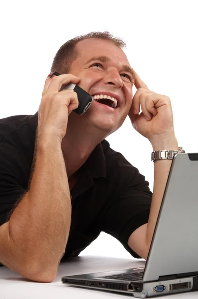 Vista de um empresário a ter uma conversa muito alegre — Fotografia de Stock