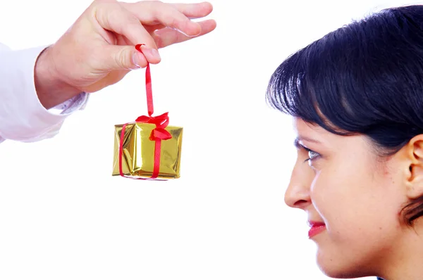 Portrait of young nice couple celebrating some occasion — Stock Photo, Image