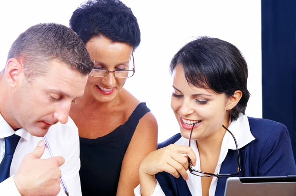 Portrait of business chatting in office environment — Stock Photo, Image