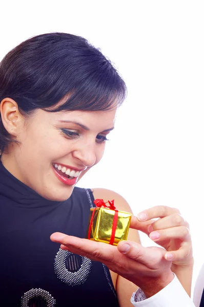 Portrait of young nice couple celebrating some occasion — Stock Photo, Image