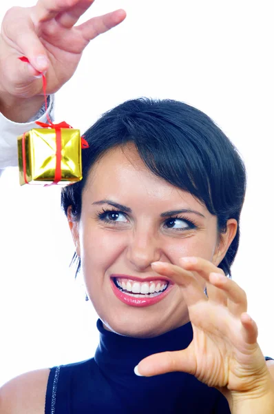 Portrait of young nice couple celebrating some occasion — Stock Photo, Image