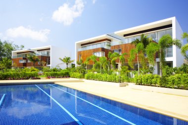 tropik ortamında güzel modern villa görünümünü