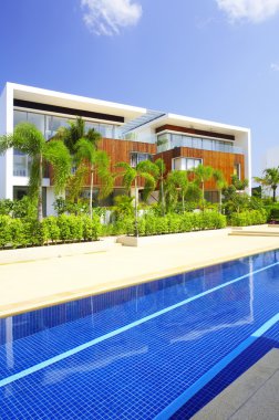 tropik ortamında güzel modern villa görünümünü