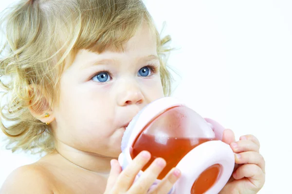 High key portrait of young blue eyed baby — Stock Photo, Image