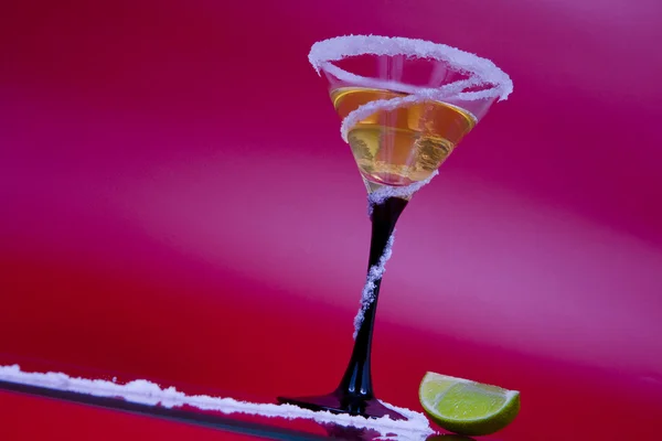 View of nice colorful martini glass with some piece of lime — Stock Photo, Image