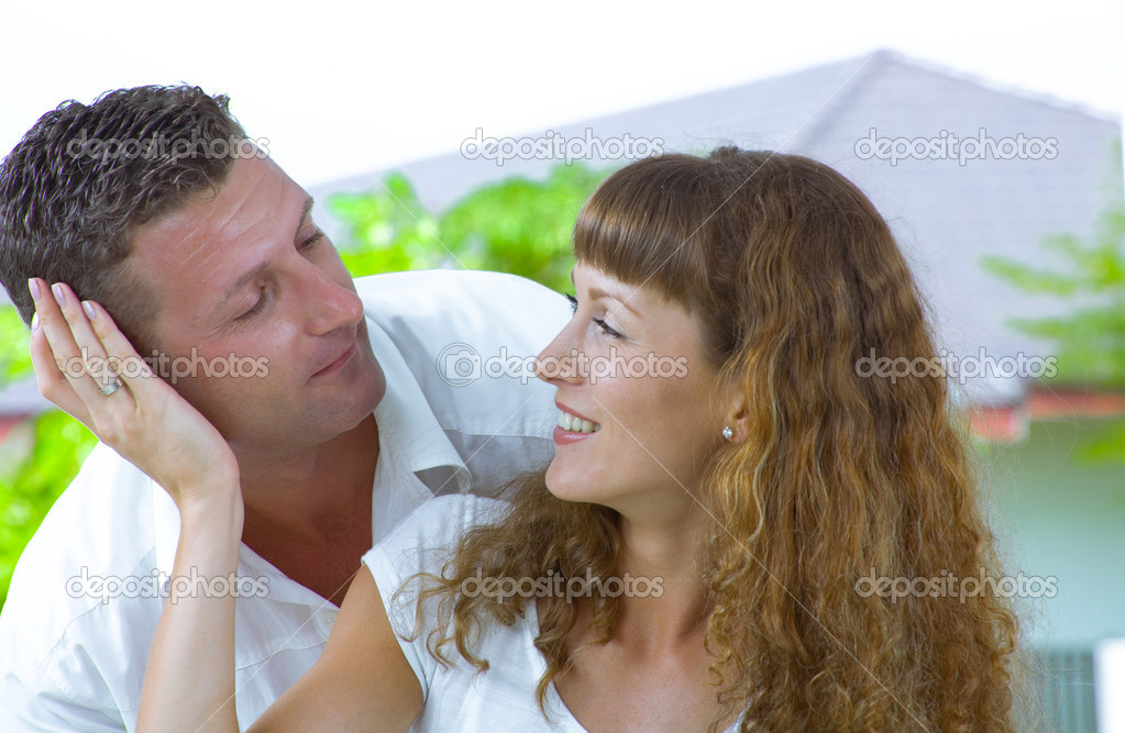 Portrait of nice young couple having fun together