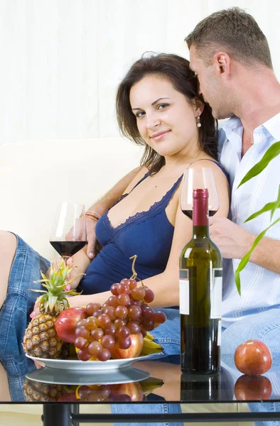 Portrait of young happy couple in domestic environment — Stock Photo, Image