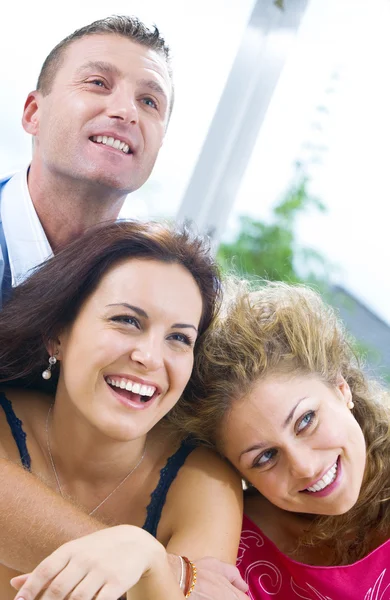 Portrait of young happy attractive having good time — Stock Photo, Image