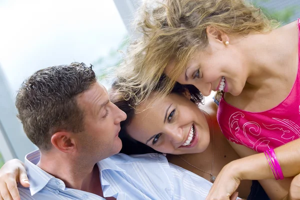 Portrait of young happy attractive having good time — Stock Photo, Image