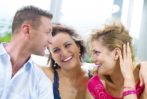 Portrait of young happy attractive having good time — Stock Photo, Image